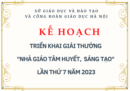 Kế hoạch triển khai giải thưởng   nhà giáo tâm huyết,  sáng tạo   lần thứ 7 năm 2023