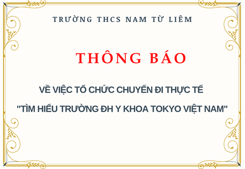 Thông báo về việc tổ chức chuyến đi thực tế   Tìm hiểu Trường ĐH Y khoa Tokyo Việt Nam 