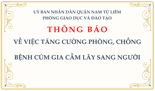 Thông báo: V/v tăng cường phòng, chống bệnh cúm gia cầm lây sang người