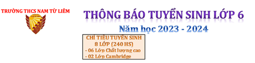 Thông báo tuyển sinh lớp 6 năm học 2023 - 2024