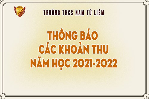 Thông báo các khoản thu năm học 2021-2022