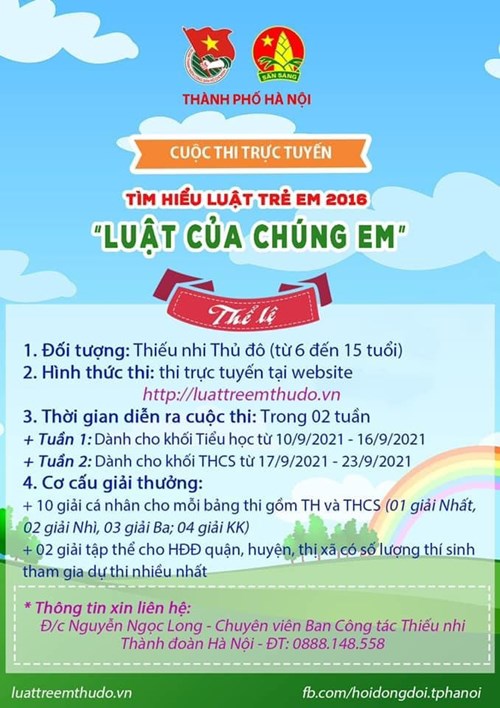 Cuộc thi trực tuyến  tìm hiểu luật trẻ em 2016  dành cho học sinh từ 6 đến 15 tuổi