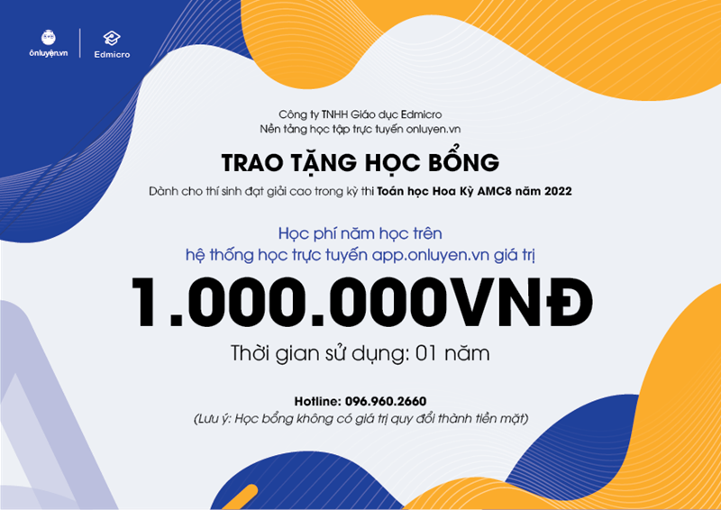 Danh sách thí sinh của trường THCS Nam Từ Liêm đạt học bổng online Kỳ thi Toán học Hoa kỳ AMC8_2022