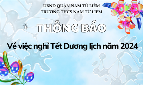 Thông báo về việc nghỉ Tết Dương lịch năm 2024