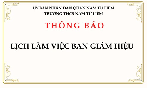 Lịch làm việc BGH từ ngày 19/2/2024 - 24/2/2024