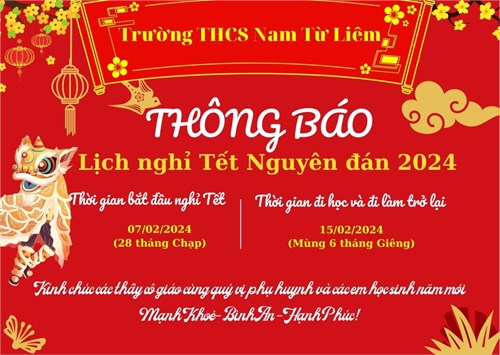 Thông báo Lịch nghỉ Tết Nguyên đán