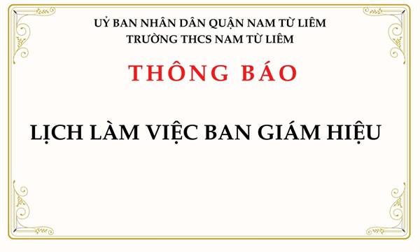 Lịch làm việc Ban giám hiệu