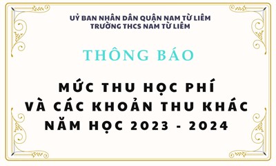 Thông báo thu học phí và các khoản thu khác năm học 2023 - 2024