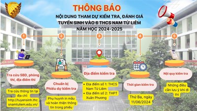 Thông báo về việc tham dự kiểm tra, đánh giá tuyển sinh vào lớp 6 năm học 2024 - 2025