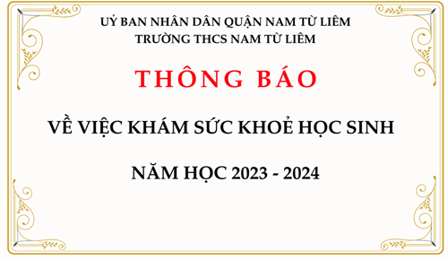 Thông báo: Về việc khám sức khoẻ học sinh năm học 2023 - 2024