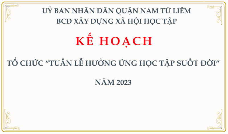 Kế hoạch: tổ chức “Tuần lễ hưởng ứng học tập suốt đời” năm 2023