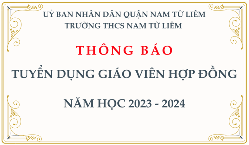 Thông báo: Tuyển dụng giáo viên hợp đồng năm học 2023 - 2024